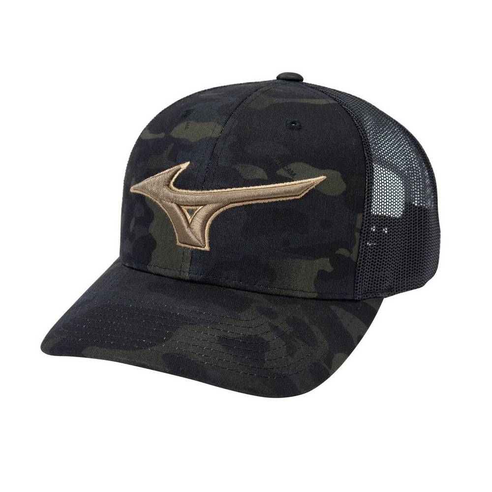 Mizuno Diamond Trucker Férfi Kalapok Fekete Camo NTO103724